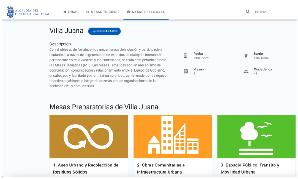Panel de control administrativo para la organización y calendarización de mesas temáticas.