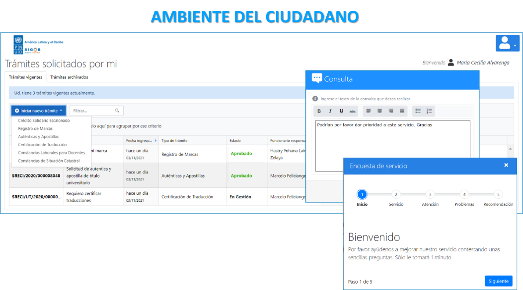 Pantalla de administración para la configuración de nuevos servicios, etapas de flujo y plazos legales.